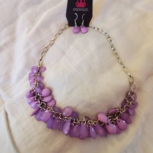 Paparazzi Lavender Faceted Beaded Necklace Set NWT